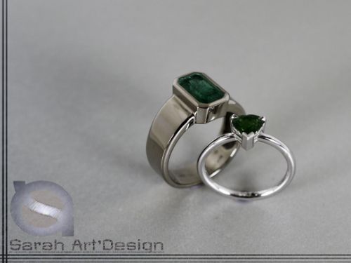 alliances or gris emeraude platine