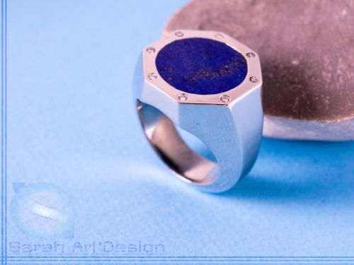 bague platine lapis lazuli diamants