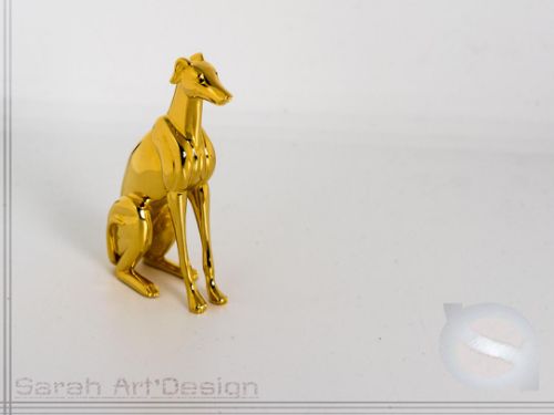 statue lévrier argent dorée or jaune