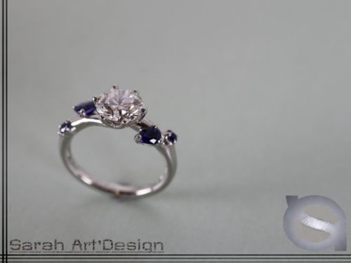 bague de fiançailles platine diamants saphirs