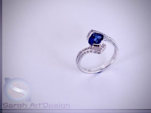 bague or blanc saphir diamants