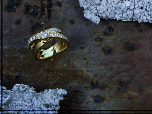 bague or jaune diamants