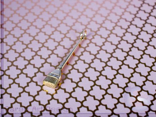 pendentif pinceau or jaune diamants